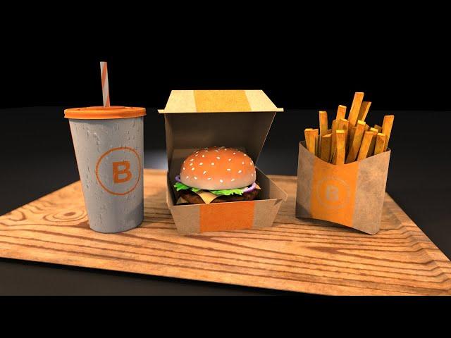 Fast Food Set | 3D Modeling Autodesk Maya