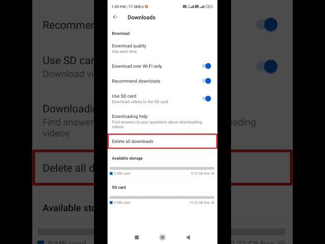 How to delete all youtube download video #shorts