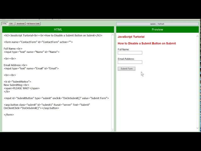 How to Disable a Submit Button on Submit - JavaScript Tutorial