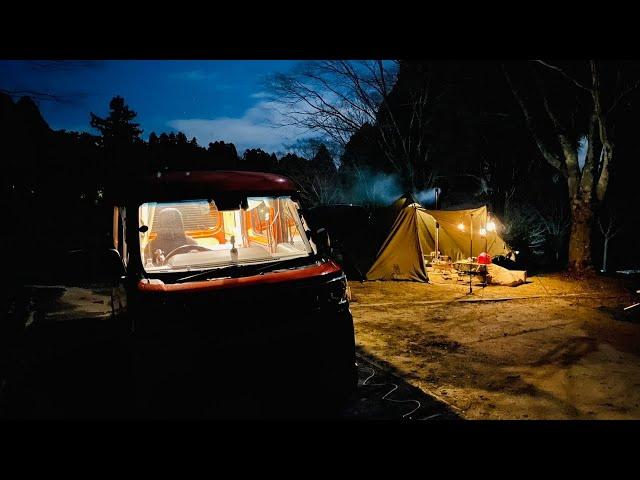 Relaxing Camping with a Warm Wood Stove  | Japanese Vanlife