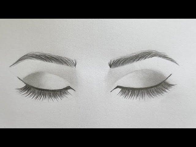 How to Draw a Closed Eye and Eyebrow - Step by Step Tutorial