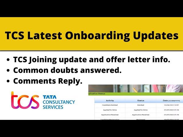 TCS Latest Onboarding Updates|| Offer letters and TCS Exam info || Common Queries answered