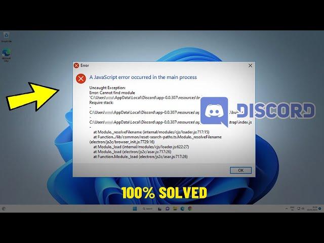 Fix A JavaScript error occurred in the main process Discord Error in Windows 11 / 10 | How To Solve