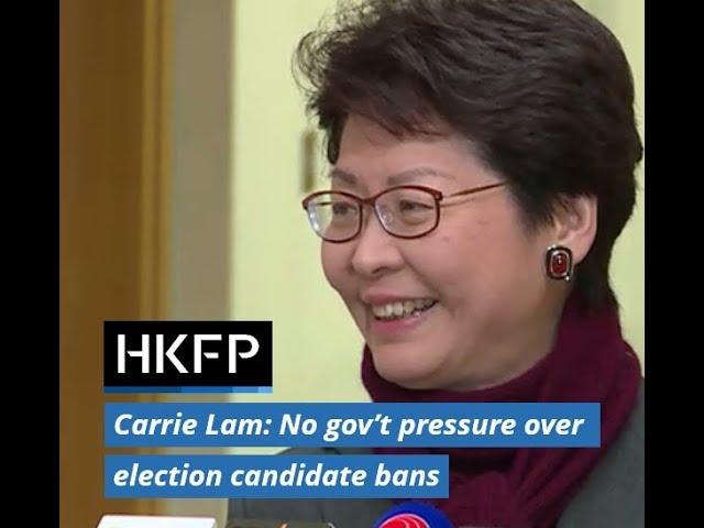 Hong Kong leader Carrie Lam: No gov't pressure over election candidate bans