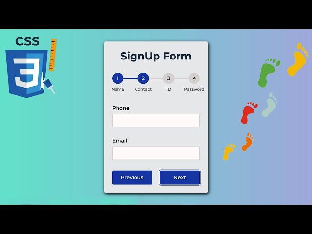 Multi Step Form With Progress | HTML CSS & JavaScript