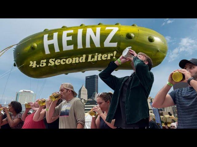 Pickle Juice Chug Challenge: Watch Jalen Franko break Picklesburgh's Record in 4.5 seconds!