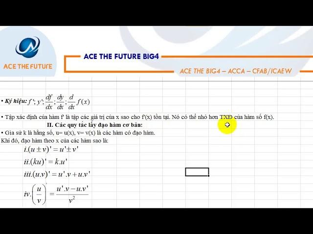 Chương 4: PHÉP TÍNH VI PHÂN CỦA HÀM MỘT BIẾN | Toán Cao Cấp