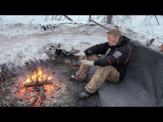 Lost in Alaska - How to NOT Freeze to Death! Winter Survival Camping & Bushcraft (No Tent or Bag)