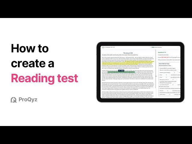 How to Create a Reading test | ProQyz Tutorial