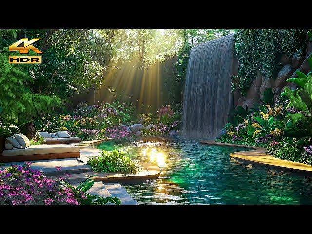 Spring Garden Space 4K  Peaceful Views & Nature's Harmony in the Early Morning Tranquility