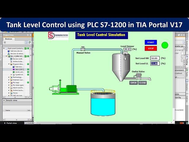 Tank Level Control using PLC S7-1200 in TIA Portal V17 - SCADA | Siemens PLC | HMI | Full Tutorial