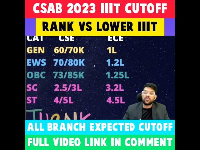 CSAB 2023 IIIT CUTOFF | RANK VS LOWER IIT | ALL BRANCH EXPECTED CUTOFF #shorts #csab2023