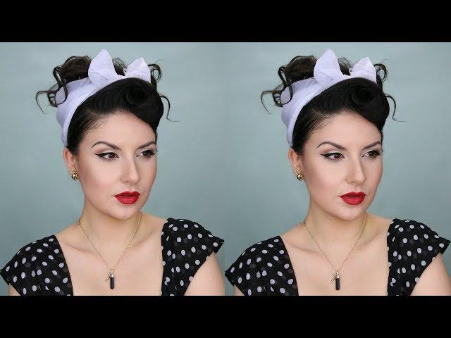 Peinado PinUp con Bufanda | Retro Pinup Hair Tutorial with Scarf Updo | Nena Moreno