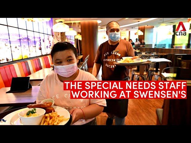 The special needs staff waiting tables at Swensen's