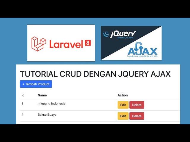 LARAVEL 8 CRUD JQUERY AJAX - SIMPLE CRUD TANPA RELOAD REFRESH HALAMAN