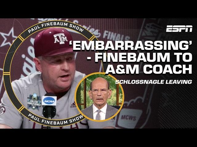 Finebaum RIPS Schlossnagle's presser before taking Texas job ️ 'EMBARRASSING!' | Paul Finebaum Show