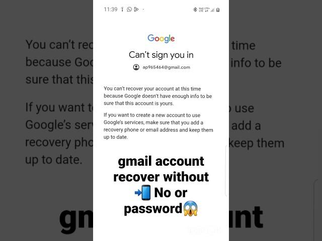 How To Recover Gmail Account Without  No Or Password #viral #shorts