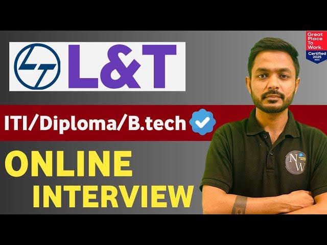 L&T New Recruitment 2025। Diploma/B.tech/ITI। CTC: 5.8 LPA। Online Interview । L&T Jobs 2024