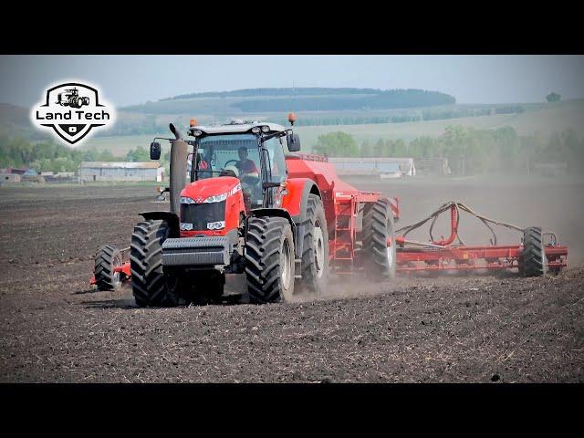 Посев подсолнечника - трактор Massey Ferguson 8737 и сеялка HORSCH Maestro 16.70 SW. Большой отзыв!