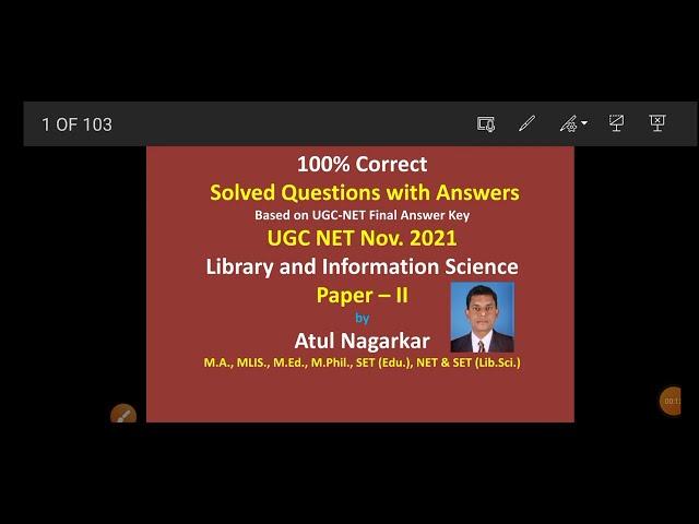 UGC-NET EXAM Nov. 2021 Library Science Paper 2 Solved 100 Questions; Explained in English and Hindi