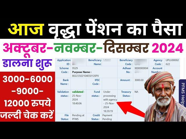 अक्टूबर नवम्बर दिसंबर की वृद्धा पेंशन का पैसा मिलना शुरू | UP Old Age Pension Kab Aaegi 2024