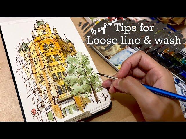 10 tips for beginners |Loose line and wash watercolor sketching