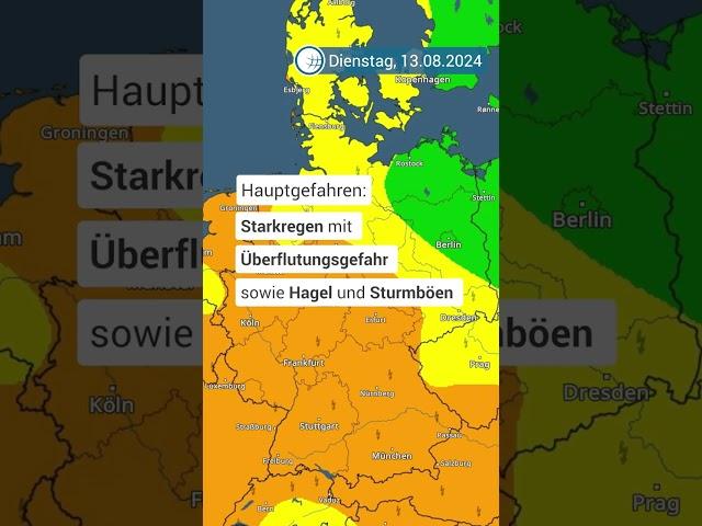 ‼ Die Unwettergefahr ist am Dienstag verbreitet hoch.   #unwetter