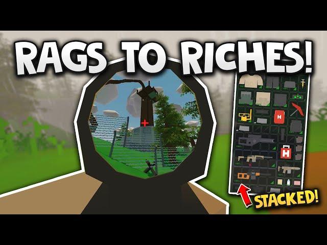 FROM NOTHING TO OP LOOT & BASE RAID VANILLA (Unturned Rags to Riches)