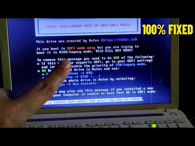 Error bios / legacy boot of uefi only media This drive was created by Rufus - How To Fix ERROR BIOS