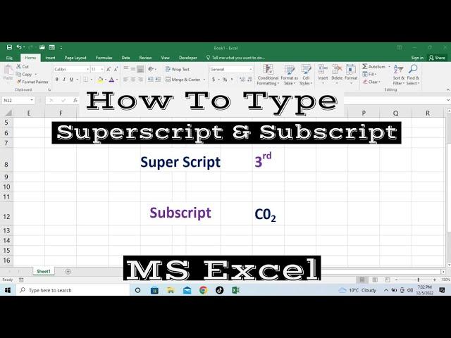 How To Type Superscripts and Subscripts in MS Excel | Write Power in Excel