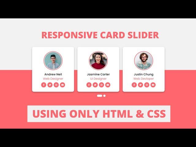 How to Create Responsive Card Slider in only HTML & CSS