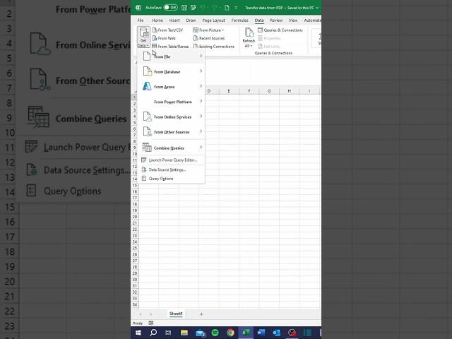 Transfer Data From PDF in Excel#exceltricks #spreadsheets #corporate #accounting #finance #workhacks