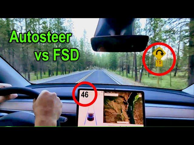 Tight turns: Tesla Autosteer vs FSD beta!