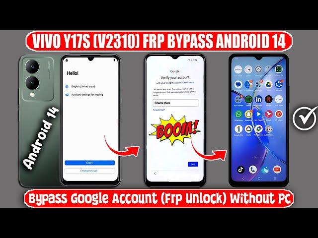 Vivo Y17s V2310 Frp Bypass Android 14 Without Pc  Bypass Google Account Lock  Vivo Y17s Android 14