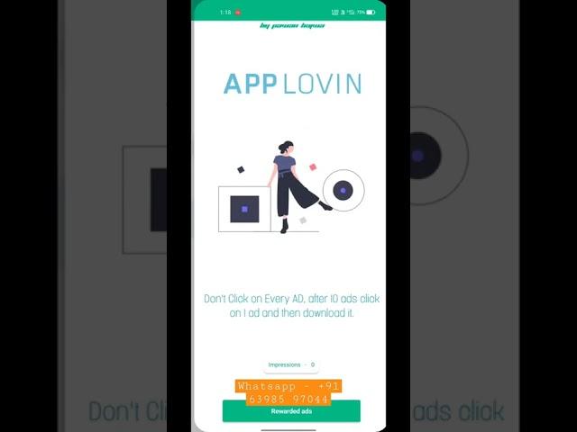 applovin Self click app | account free with app | #applovin | #paidapp