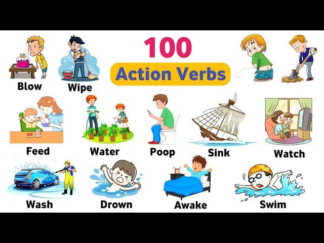 100 Action Verbs | Daily Life English Vocabulary With Examples | English Action Verbs