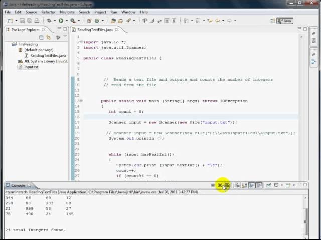 Reading Text Files Using Eclipse