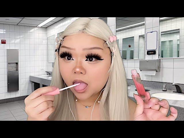 ASMR dumb b̶t̶c̶h̶ blonde eats your lip gloss in the school bathroom (it's candy) 