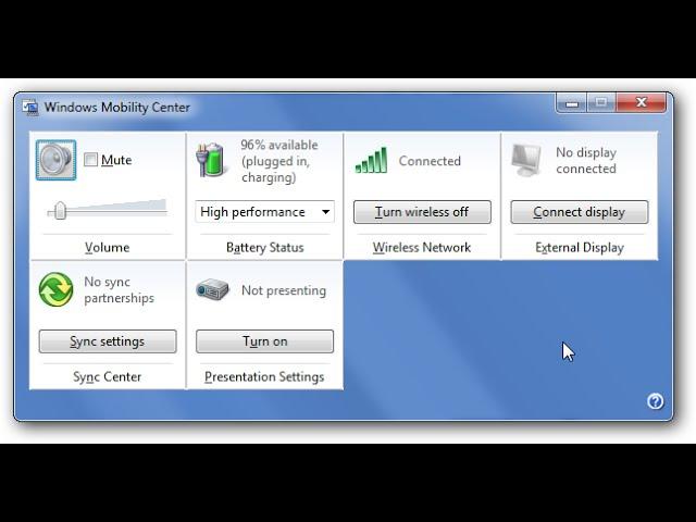 Windows Mobility Center Disable and Enable in Windows 7 2015