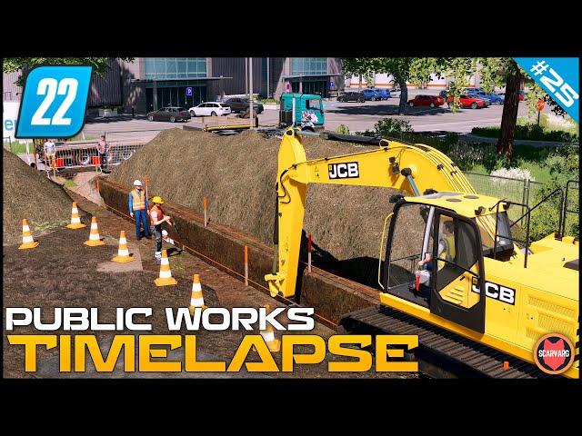  Broken Truck And Digging Trenches With JCB 220X LC  ⭐ FS22 City Public Works Timelapse