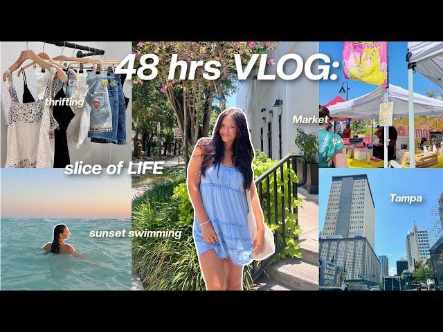 48 hrs in my life VLOG: thrifting, sister's bday present, market, sunset swimming + more