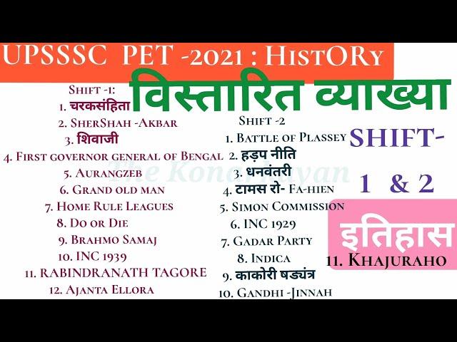 Shift- 1 & 2: HISTORY | PET -2021 UPSSSC Details Analysis