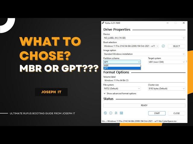 MBR or GPT - What to select on Rufus Bootable Maker - Windows Installation