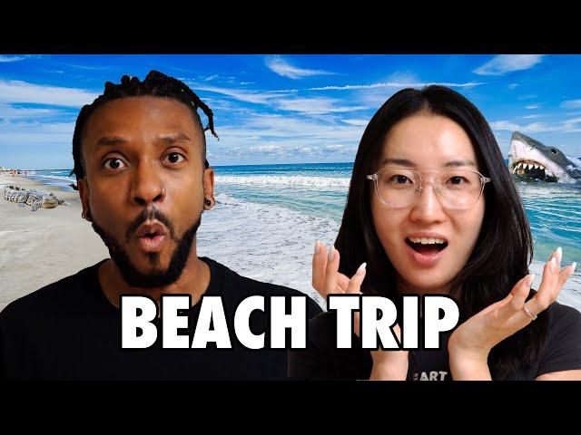 Mongolian Visits an AMERICAN BEACH for the First Time! [International Couple] 