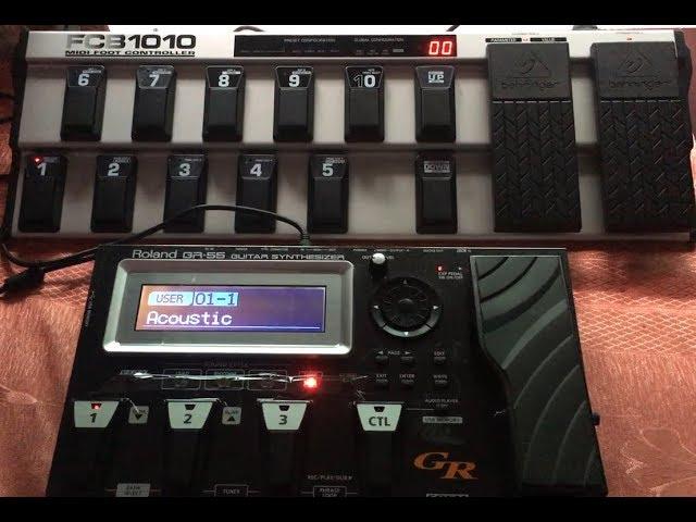 Roland GR55 and Behringer FCB1010 midi connection