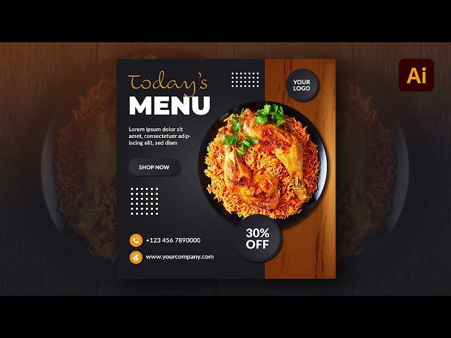 Menu Flyer or Social Media Post Design in Adobe Illustrator