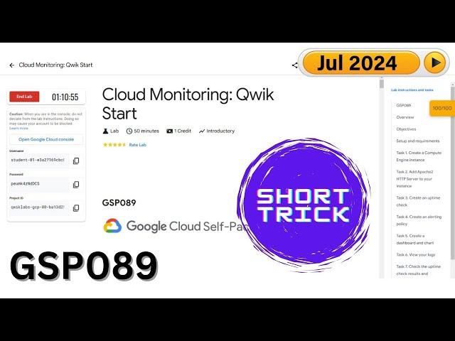 [2024] Cloud Monitoring: Qwik Start | #GSP089 | #qwiklabs | #Short-trick | #Arcade2024