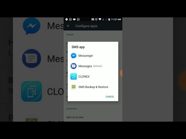 Default SMS app for Android Nougat 7.1.2