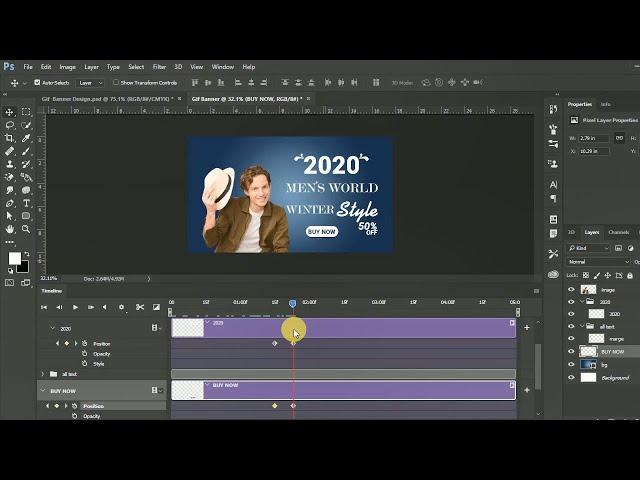 GIF Animation Ads Banner Design in Adobe Photoshop CC Tutorial 2020 #gif_animation #gif_tutorial