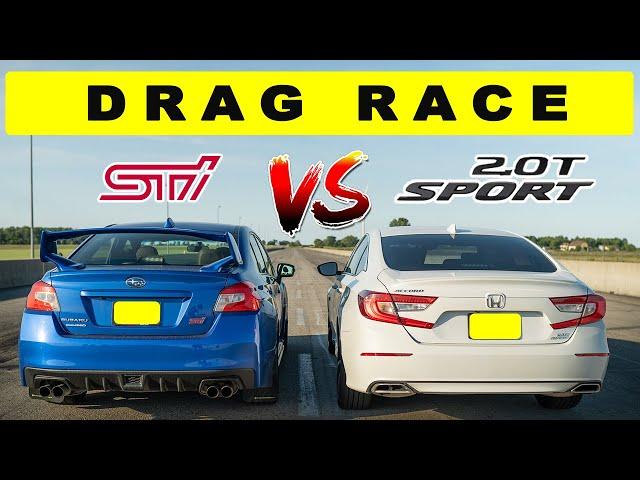 Honda Accord 2.0t races Subaru WRX Sti in an unusual comparison, can it keep up? Drag and Roll Race.